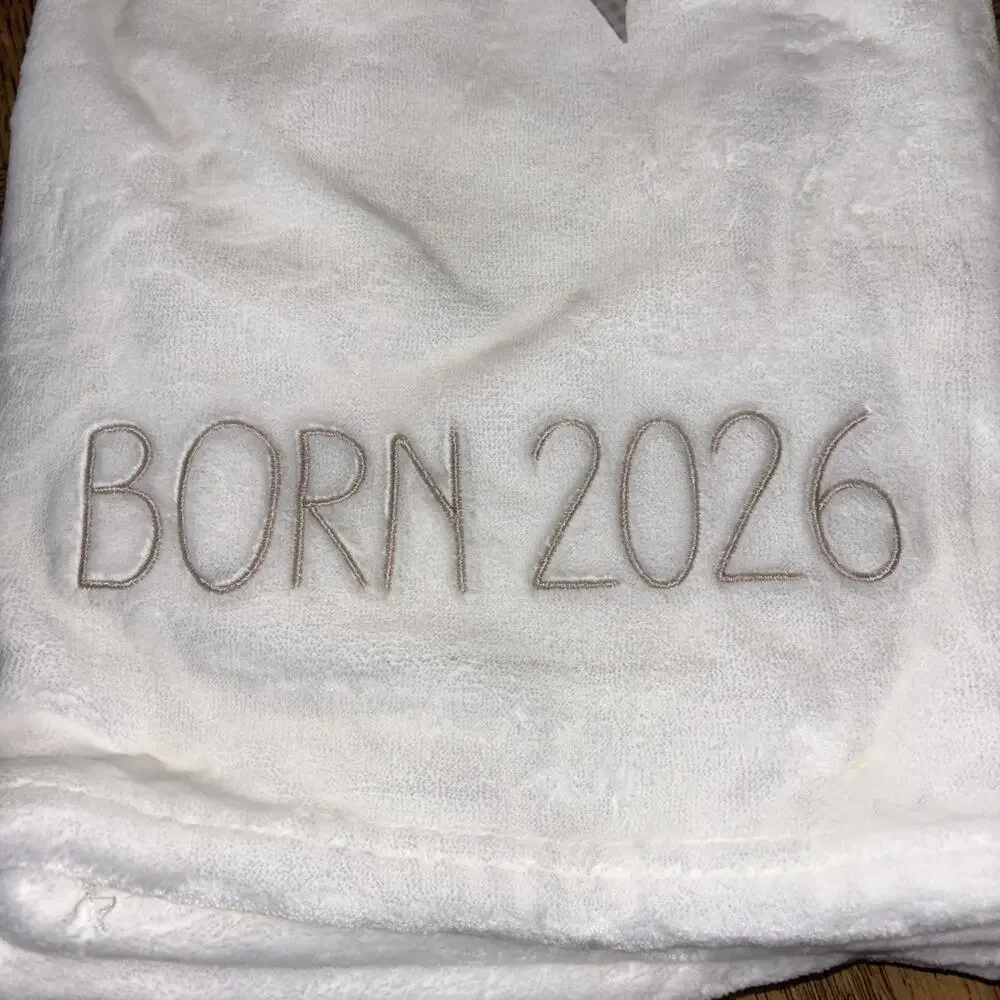 Baby Born 2026 White Taupe Soft Baby Blanket 30” x 40” Gift Boy Logan & Lilly